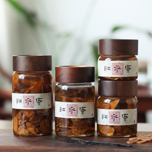 蜂蜜密封罐商用泡蜜玻璃瓶秋梨膏分装 瓶果酱燕窝食品级木盖储物罐