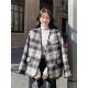 法式 格子显瘦小香风羽绒服女冬季 2024新款 V领轻奢设计感厚外套