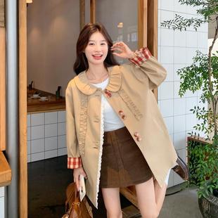 卡其色娃娃领风衣外套女2025秋季 高级感穿搭减龄宽松休闲上衣 新款