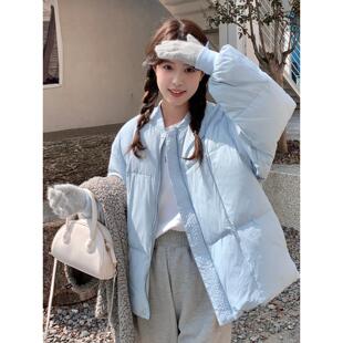 baby蓝云朵羽绒服女冬季韩系甜美小个子面包服加厚减龄白鸭绒外套