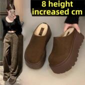 品牌小覆古加高8厘米厚底明星同款 包头女士秋冬羊毛衬里博ken棉拖