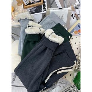 纯色卫裤 运动裤 加绒加厚小脚长裤 女裤 子 羊羔毛保暖打底裤 秋冬新款