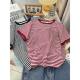 短t恤女式 圆领套头衫 时髦上衣条纹t恤短袖 2025夏季 韩式 衣服t恤