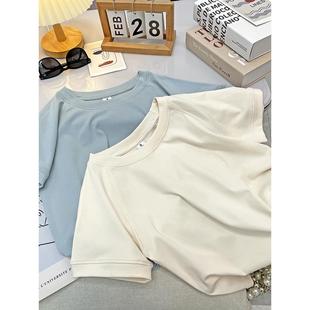 短袖 纯色短款 显瘦小个子插肩袖 圆领修身 纯棉上衣 t恤女夏2025新款