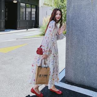 2025新款 法式 连衣裙女秋季 慵懒风宽松长袖 巨好看碎花裙 印花泡泡袖