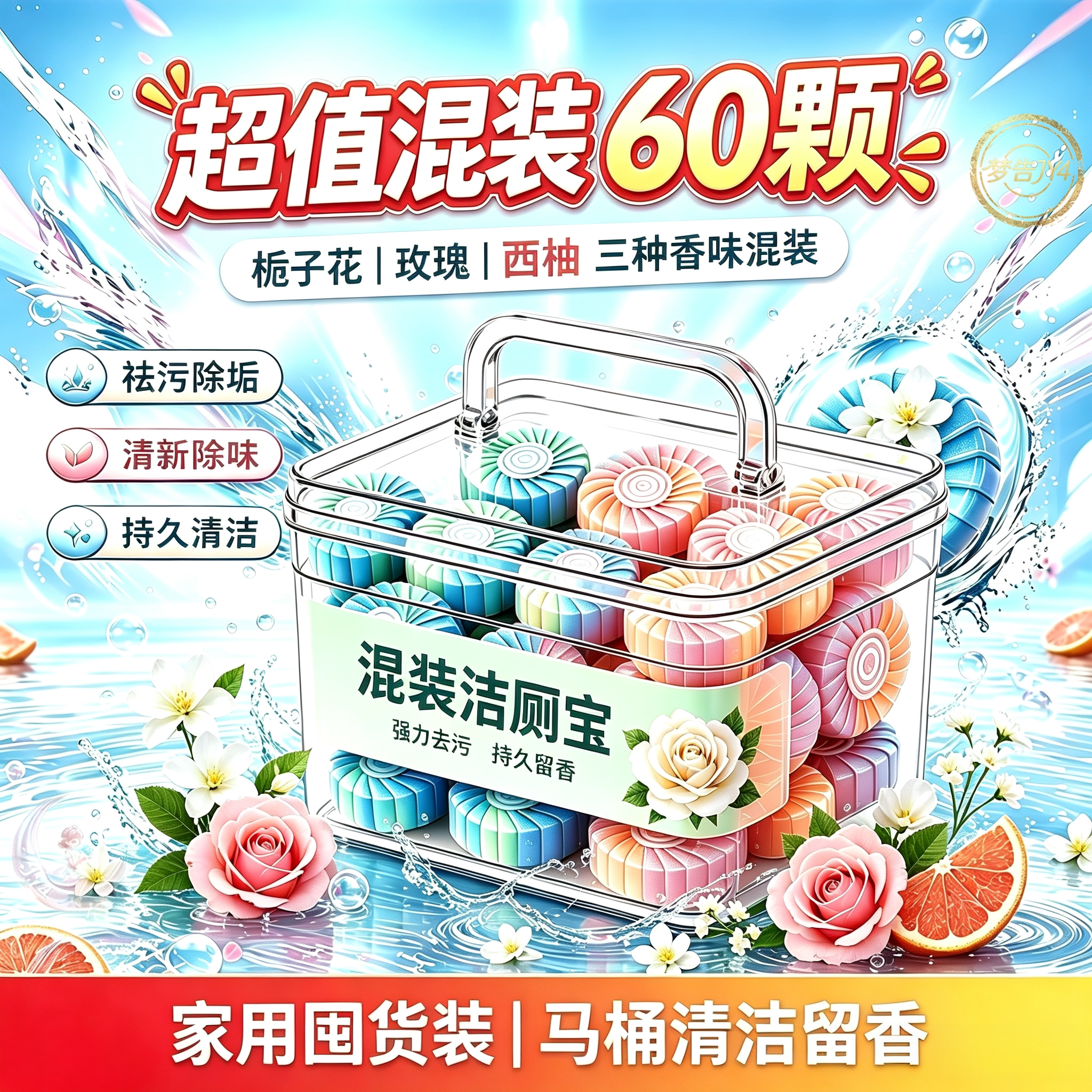 蓝泡泡洁厕宝除臭留香除垢