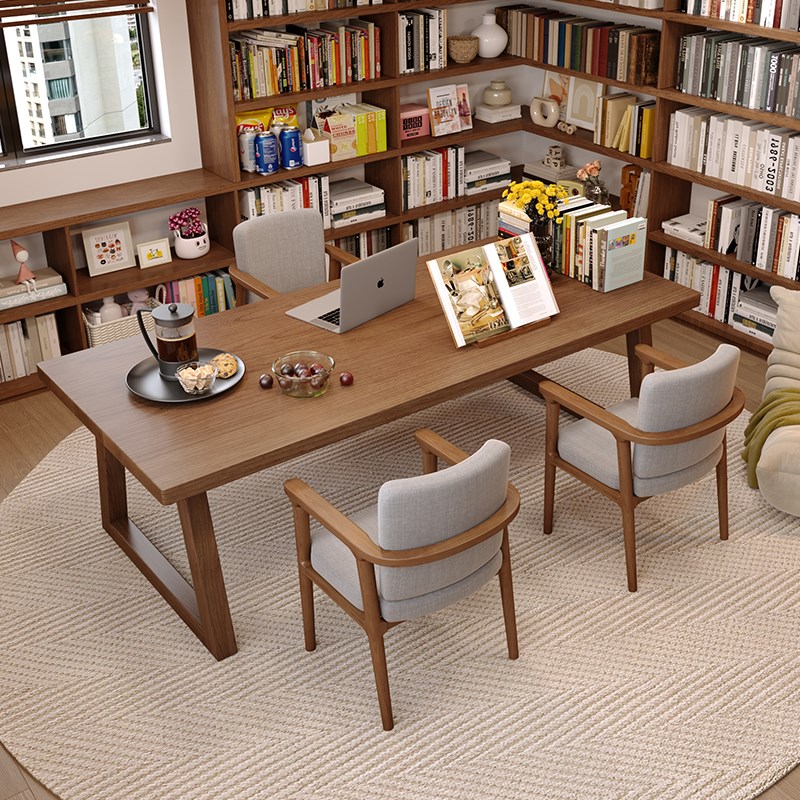 客厅书房一体实木去客厅化大板桌白蜡木大长桌子学习桌家用长条桌
