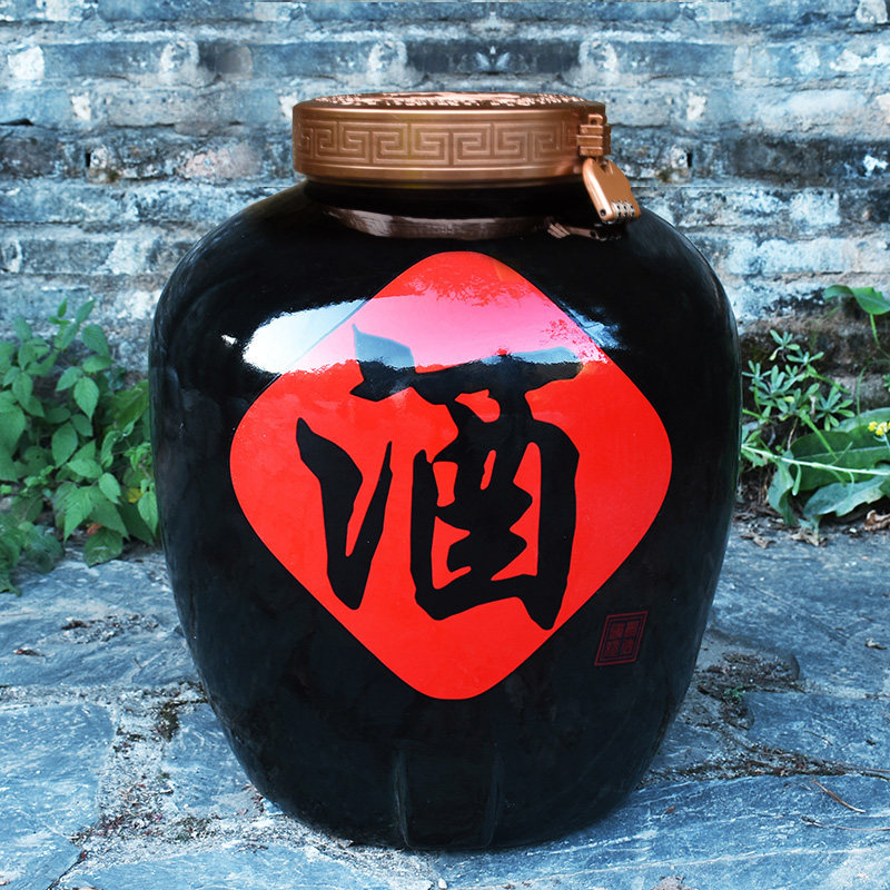 加厚手工酒e坛陶罐泡酒专用陶瓷缸 黑釉老式50-300斤