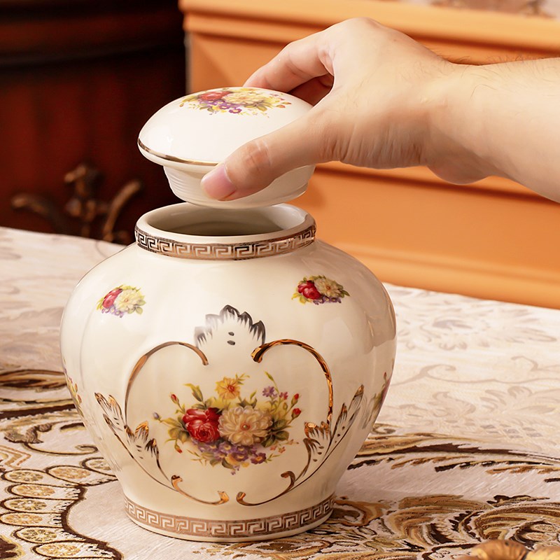 欧式陶瓷酒瓶撑结婚女方陪嫁糖罐酒坛乔迁新居密封糖果罐茶叶罐子