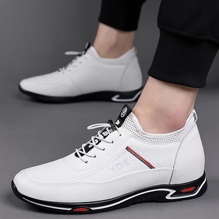 男士增高鞋隐形内增高男鞋6cm透气夏天休闲小白鞋增高8cm白色皮鞋