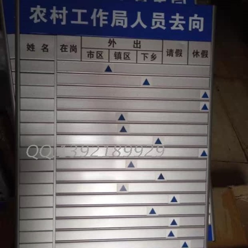 单位工作人员去向牌 在岗外出标识牌 铝合金烤漆活动去向标识牌