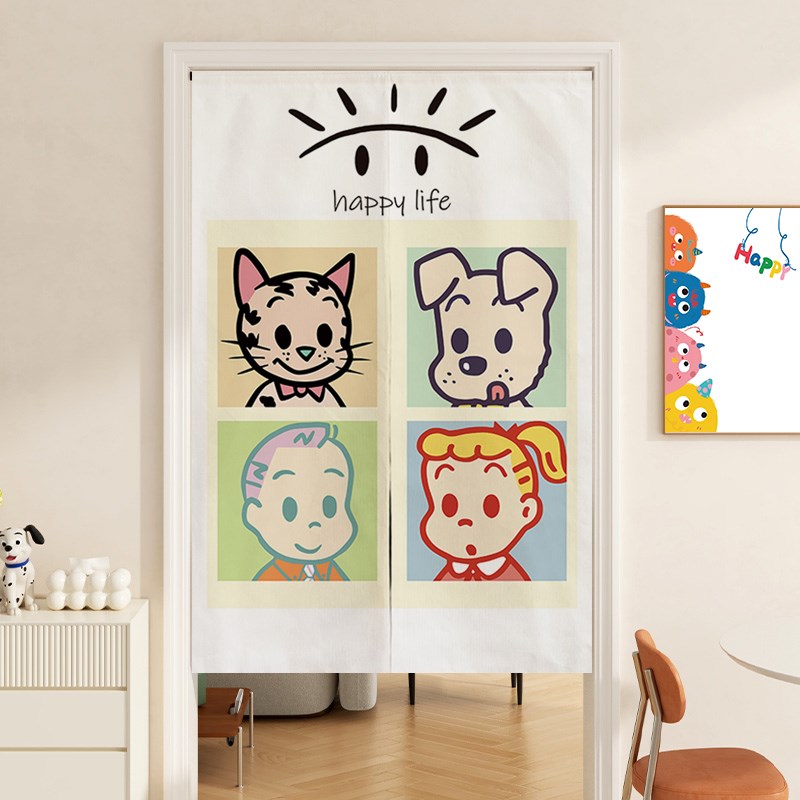 可爱卡通儿童房间好看的卧室门帘隔断帘半帘布帘子卫生间遮挡短帘