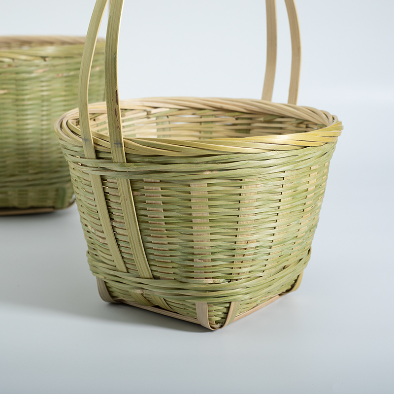 竹编织品提手箩筐鸡蛋桌面收纳筐姜蒜篮水果篮装饰竹摆件拍照道具