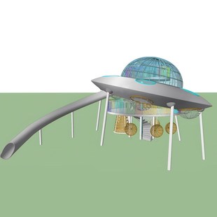 室外无动力乐园器材太空主题大型儿童游乐设备公园广场不锈钢滑梯