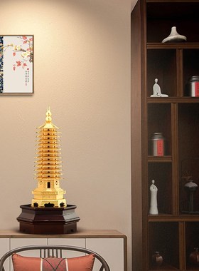 十三层鎏金铜文昌塔摆件九层办公室书房桌面装饰品送小孩开学礼物