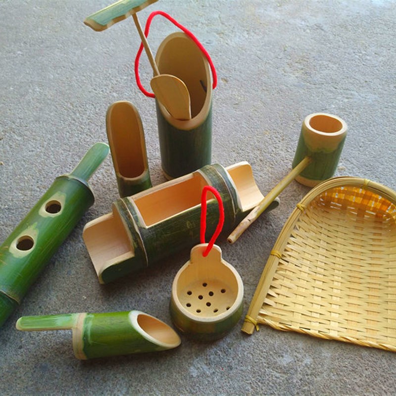 儿童玩沙铲子小竹铲水沙玩具玩沙模具竹簸箕装沙挖沙工具幼儿园