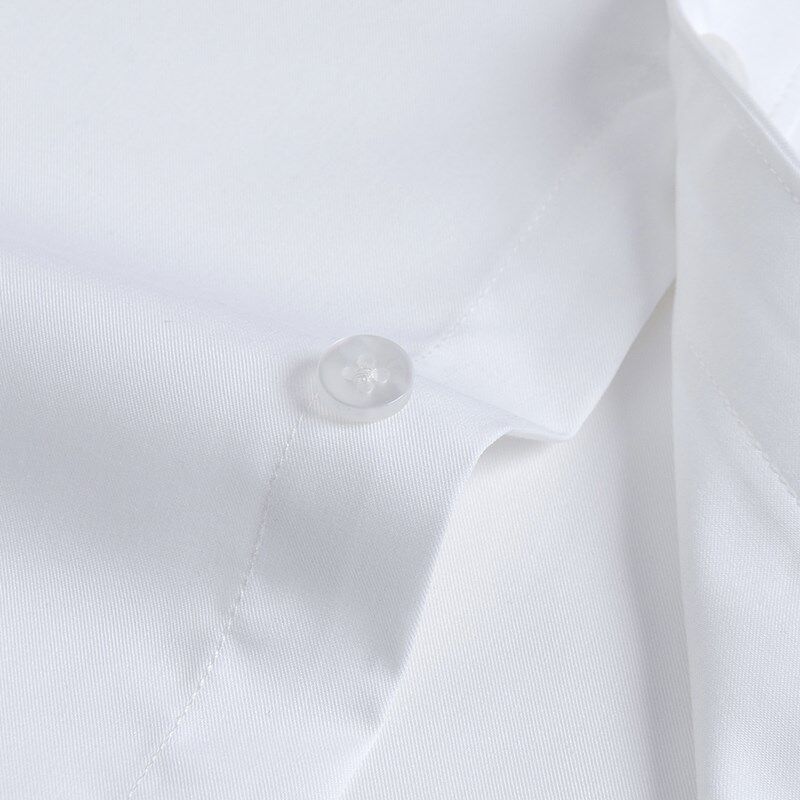 竹纤维男士衬衫长袖中老年商务正装宽松纯白色抗皱免烫弹力职业装