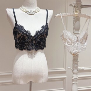U型美背文胸 睫毛蕾丝内衣聚拢上托有钢圈薄款 LA高阶香蜜 法式