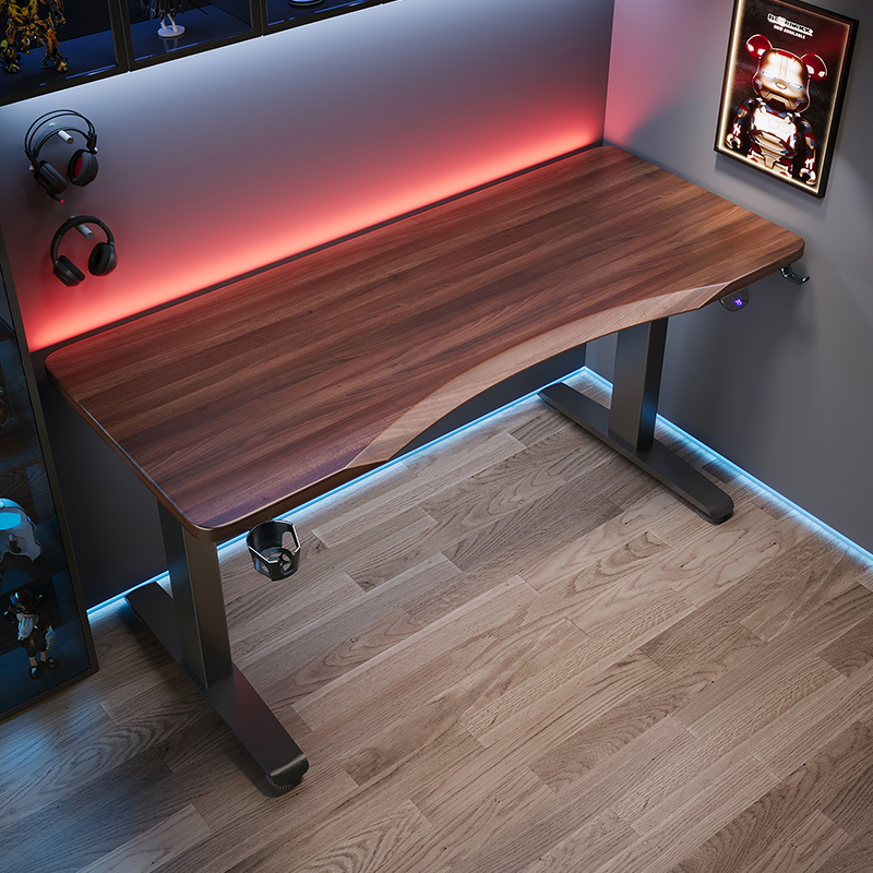 电动升降桌实木电竞桌电脑桌办公桌简约现代工作台智能书桌学习桌