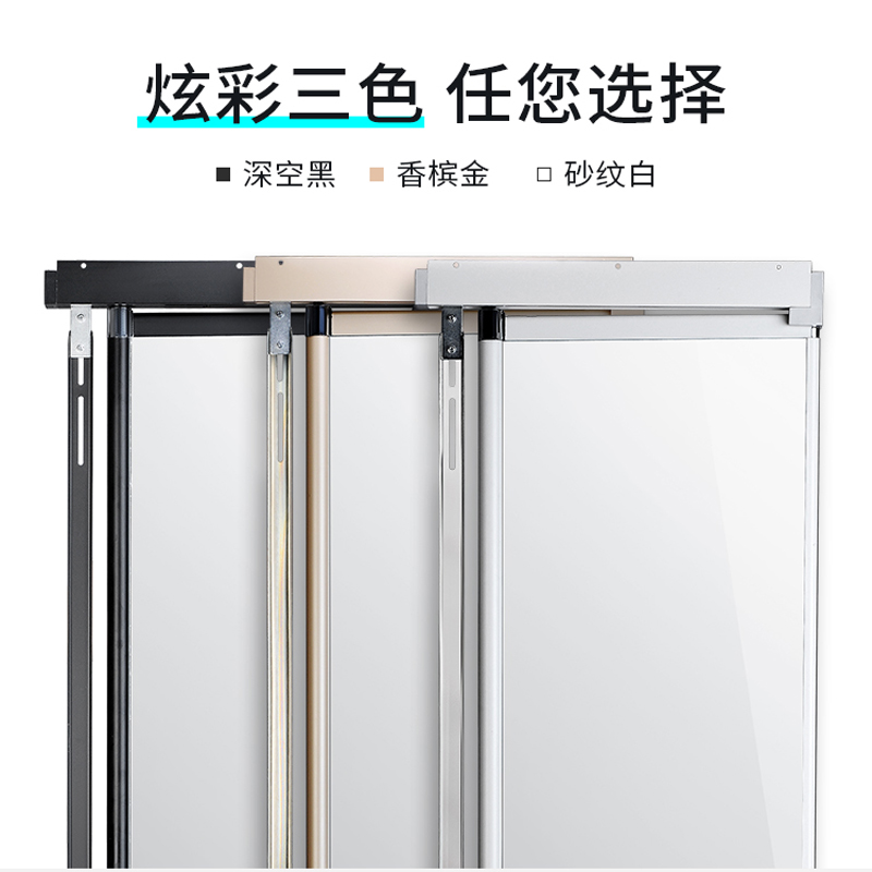 平开门衣柜穿衣镜柜内对开门推拉全身镜轨道折叠伸缩隐形试衣镜