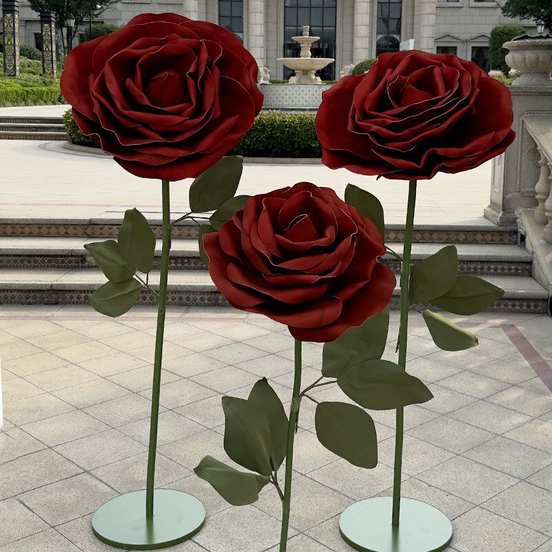 婚庆巨型立体玫瑰纸花艺婚礼大玫瑰道具美陈摆件网红橱窗布置装饰