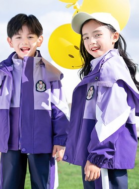 小学生校服春秋装紫色儿童运动会班服三件套英伦风幼儿园园服