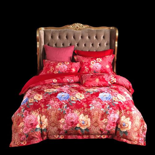 欧式提花四件套全棉斜纹4件套结婚陪嫁喜庆被套床单床上用品