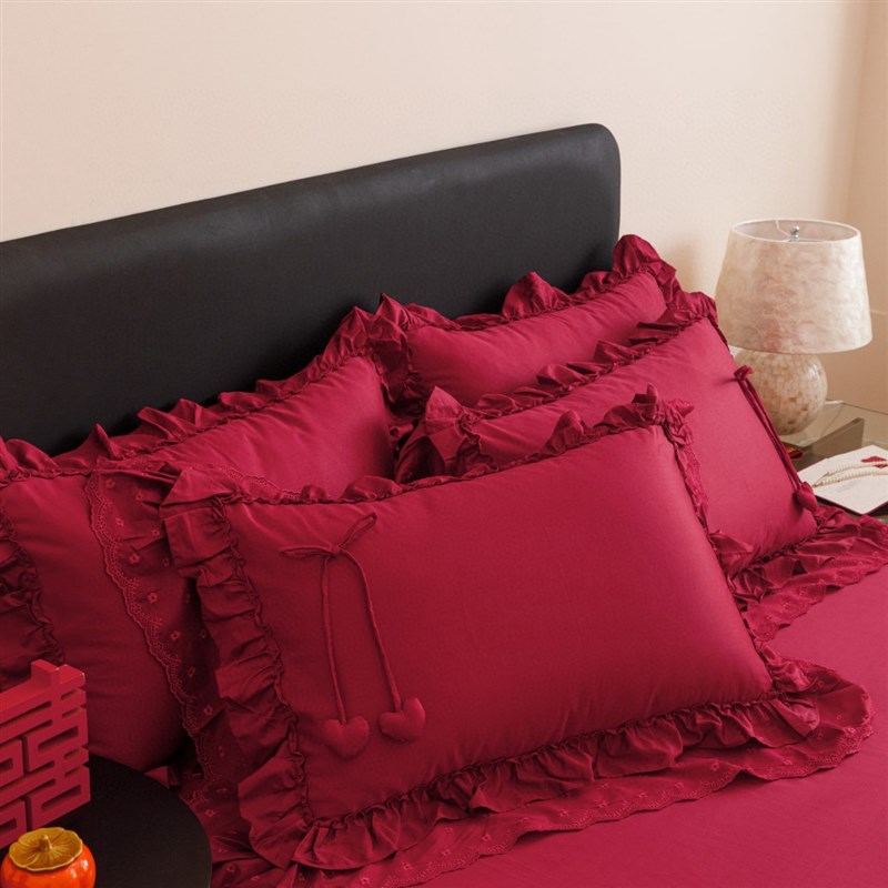 婚庆四件套全棉被套床单喜被床上用品时尚简约红色4件套高级