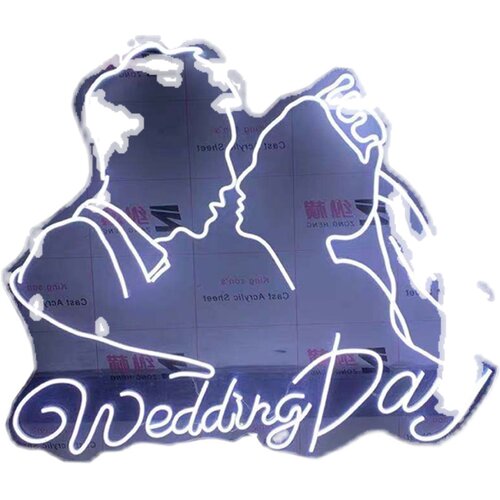 婚庆道具发光情侣头像亚克力发光新人剪影装饰灯字母背景舞台布置