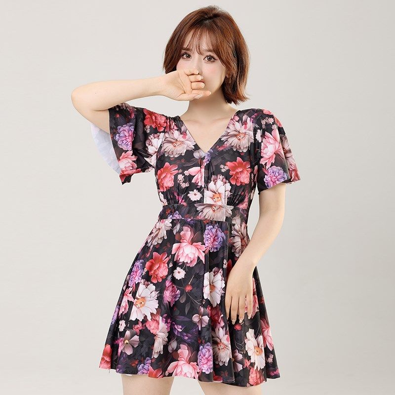 泳衣女士大码连体保守200斤遮肚显瘦加肥加大300斤温泉泳装250斤