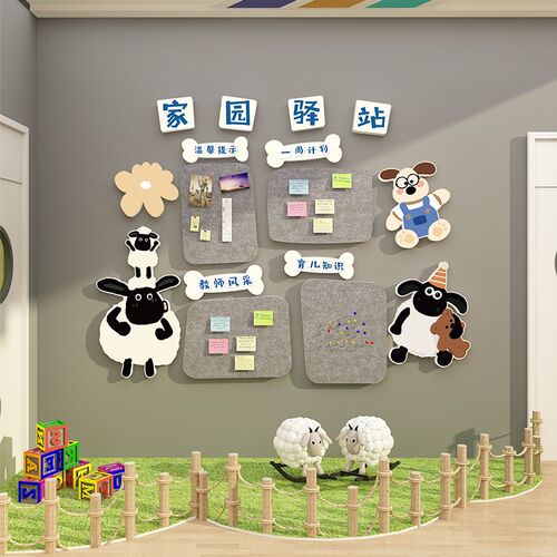 幼儿园家园共育栏托管班形象墙面装J饰环创主题成品布置文化