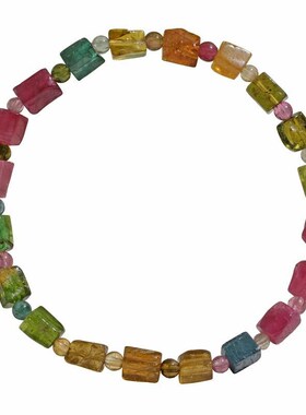 天然老矿西瓜碧玺糖果色随形手链单圈手串一物一图饰品礼物送女友