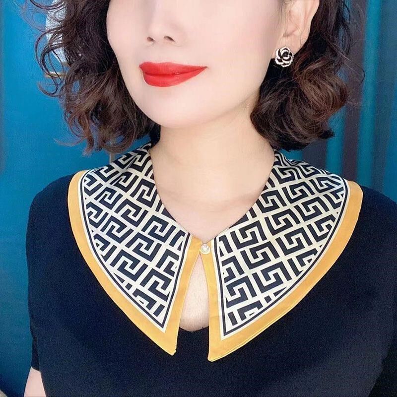 新款百变丝巾冰感假领子多功能百搭气质假领子夏季韩版印花防走光