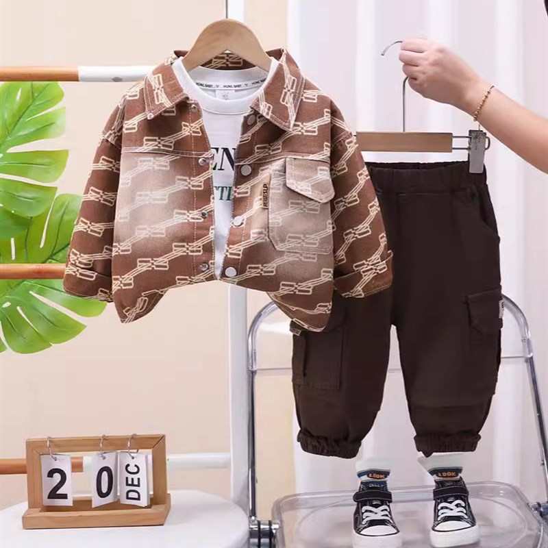 男童春秋季套装新款男宝宝秋装帅气长袖三件套1-3岁5婴儿童外穿潮