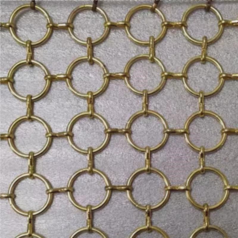 编装饰网圆环钛织网幕墙背景金属金挂钩隔断屏风不锈钢圆环工新款