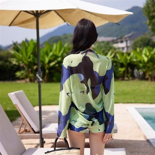 【碧波万顷】聚拢显瘦保守泳裤长袖罩衫新款泳Q衣女款泡温泉三件