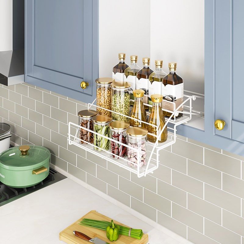 厨房吊柜升降拉篮下拉式置物架上下顶柜调味料伸缩开门式橱柜拉篮,家装主材,拉篮,淘宝优惠券,粉丝福利购,淘宝优惠卷