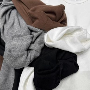 元熙A8053锁骨爆款大版型白色磨毛加厚中长款T恤女内搭打底衫秋冬