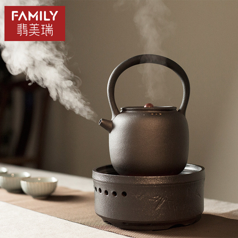 煮茶壶陶瓷电陶炉煮茶器家用泡茶专用提J梁烧水煮茶炉功夫茶具套