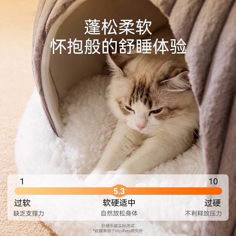 猫窝封闭式萌趣雪屋秋冬保暖狗窝中小型猫咪躲避屋宠物睡觉安全感