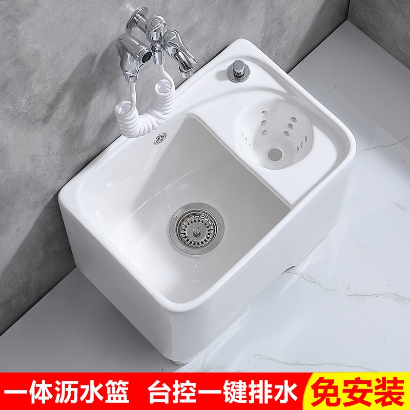 陶瓷拖把池阳台四方拧干拖布盆卫生间墩布池落地式沥.拖把地拖桶
