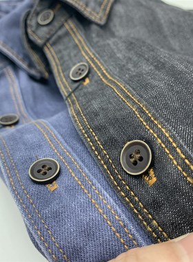 阿美咔叽牛仔衬衫男全棉重水洗工装重磅机车款牛仔宽松深灰色衬衣