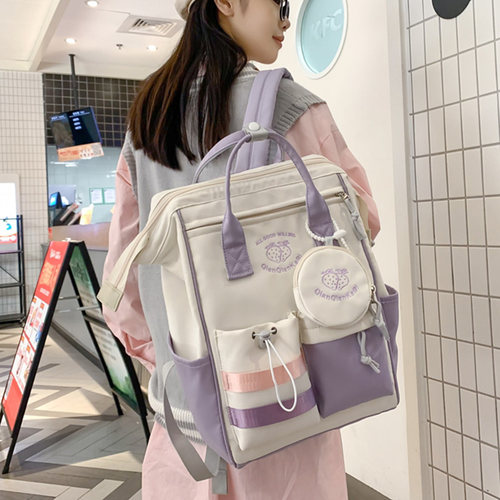 小学生轻便补课背包大容量可背可手提双肩包女小清新校园女生书包
