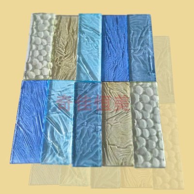 定制热熔玻璃水晶立体艺术熔模烧熔凹陷热加工浮雕肌理玻璃隔断