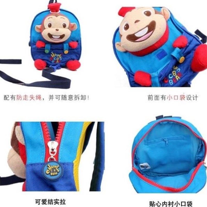韩版立体猴儿童书包幼儿园小班防走失男女宝宝双肩背包可爱双肩包