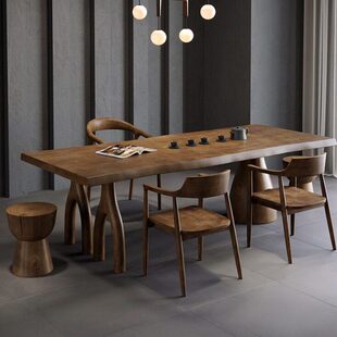 实木茶桌椅组合创意大板桌客厅家用茶台阳台原木侘寂风茶几大桌子