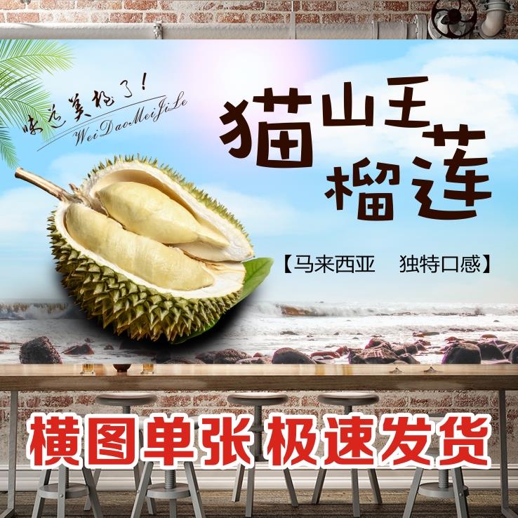 水果店之王 猫山王泰国榴莲功效价钱广告海报宣传装饰画贴纸