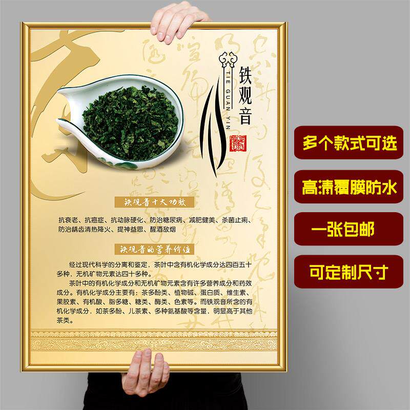 铁观音普洱碧螺春龙井白茶黑茶茶叶好处功效茶叶店装饰画海报挂图