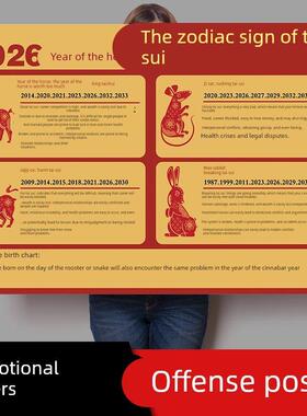 2026年马年太岁本命年属相蛇猪虎猴生肖查询对照表海报挂贴画3773