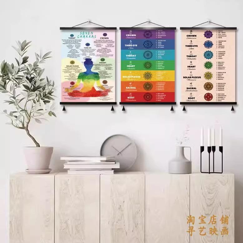 瑜伽馆墙面装饰禅意挂画现代新中式简约普拉提室墙面布艺装饰挂画图片